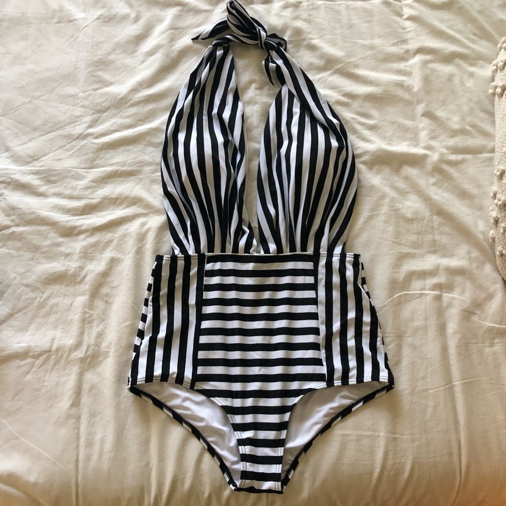 NWOT Striped one piece swimsuit